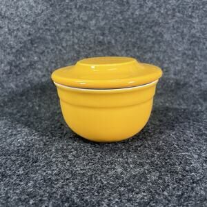 Emile Henry Yellow Butter Pot Bell Crock Keeper France Modele Depose Gold Yellow